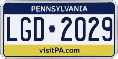 PA license plate LGD2029