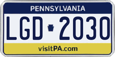 PA license plate LGD2030