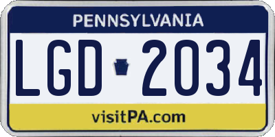 PA license plate LGD2034