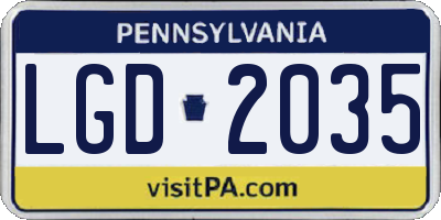 PA license plate LGD2035
