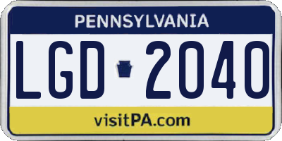PA license plate LGD2040