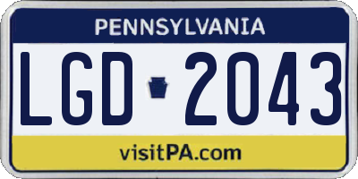 PA license plate LGD2043