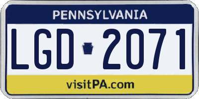 PA license plate LGD2071