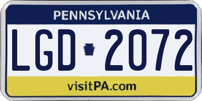 PA license plate LGD2072