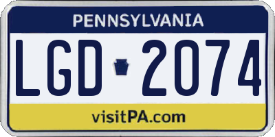 PA license plate LGD2074