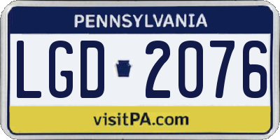 PA license plate LGD2076