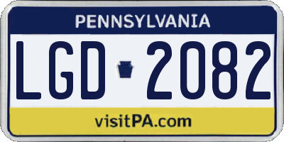 PA license plate LGD2082