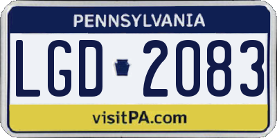 PA license plate LGD2083