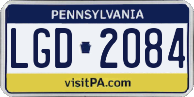 PA license plate LGD2084
