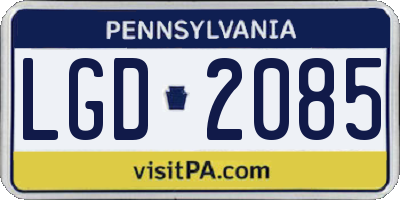 PA license plate LGD2085