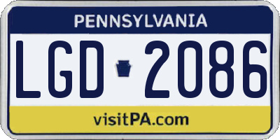 PA license plate LGD2086