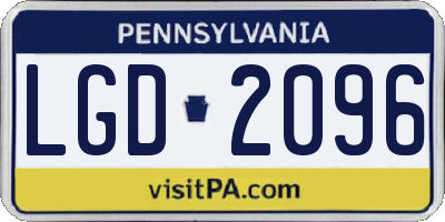 PA license plate LGD2096