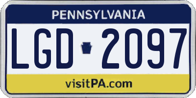 PA license plate LGD2097