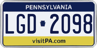 PA license plate LGD2098