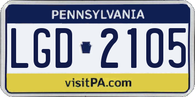 PA license plate LGD2105