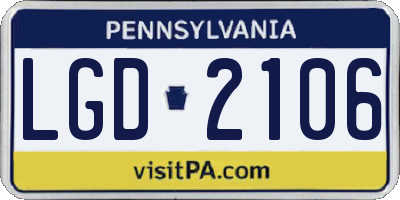 PA license plate LGD2106