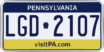 PA license plate LGD2107