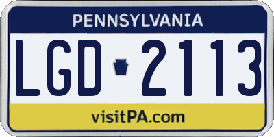 PA license plate LGD2113