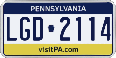 PA license plate LGD2114