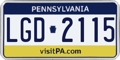 PA license plate LGD2115