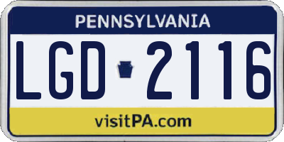 PA license plate LGD2116