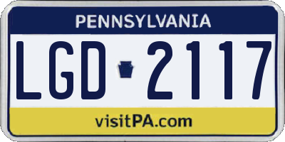 PA license plate LGD2117