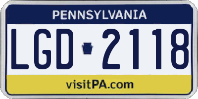 PA license plate LGD2118