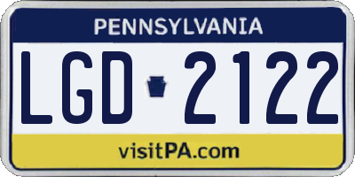 PA license plate LGD2122