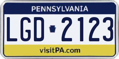 PA license plate LGD2123