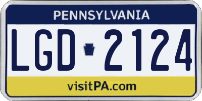 PA license plate LGD2124