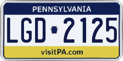 PA license plate LGD2125