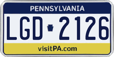 PA license plate LGD2126