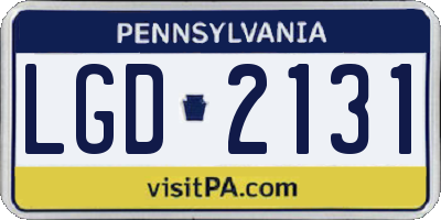 PA license plate LGD2131