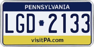 PA license plate LGD2133