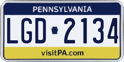 PA license plate LGD2134