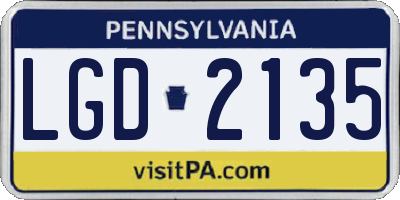 PA license plate LGD2135