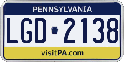 PA license plate LGD2138