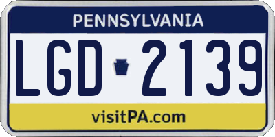 PA license plate LGD2139