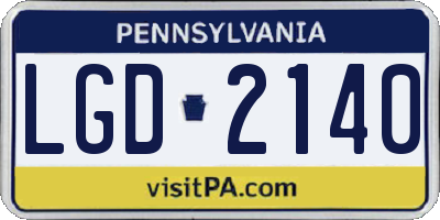 PA license plate LGD2140