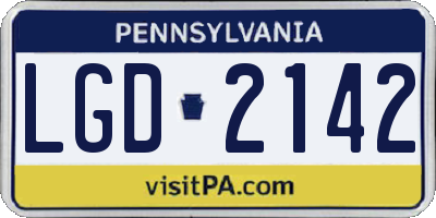 PA license plate LGD2142