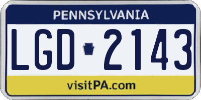 PA license plate LGD2143