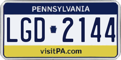 PA license plate LGD2144