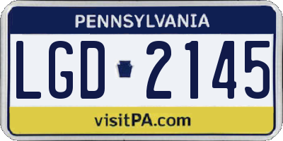 PA license plate LGD2145