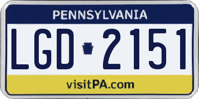 PA license plate LGD2151