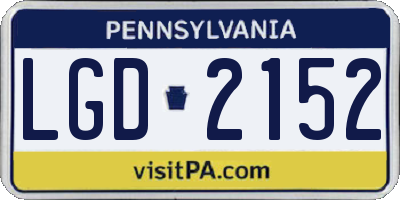 PA license plate LGD2152