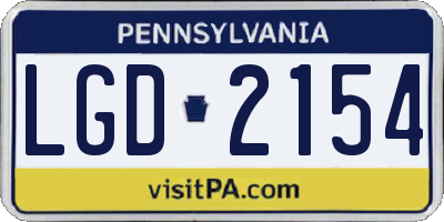 PA license plate LGD2154