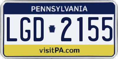 PA license plate LGD2155
