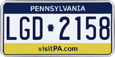 PA license plate LGD2158