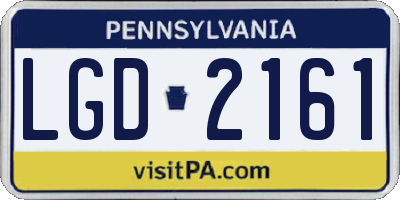 PA license plate LGD2161