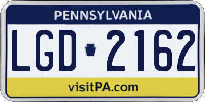 PA license plate LGD2162